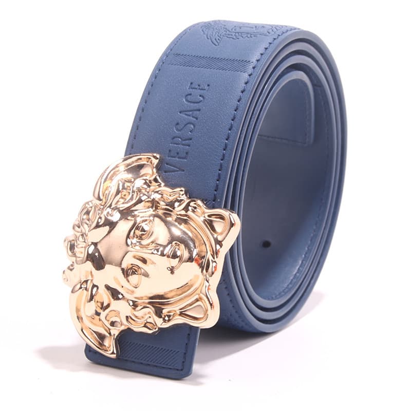 Beauty Head Ceinture en cuir véritable gaufré Ceinture unisexe en cuir véritable 3,8 cm