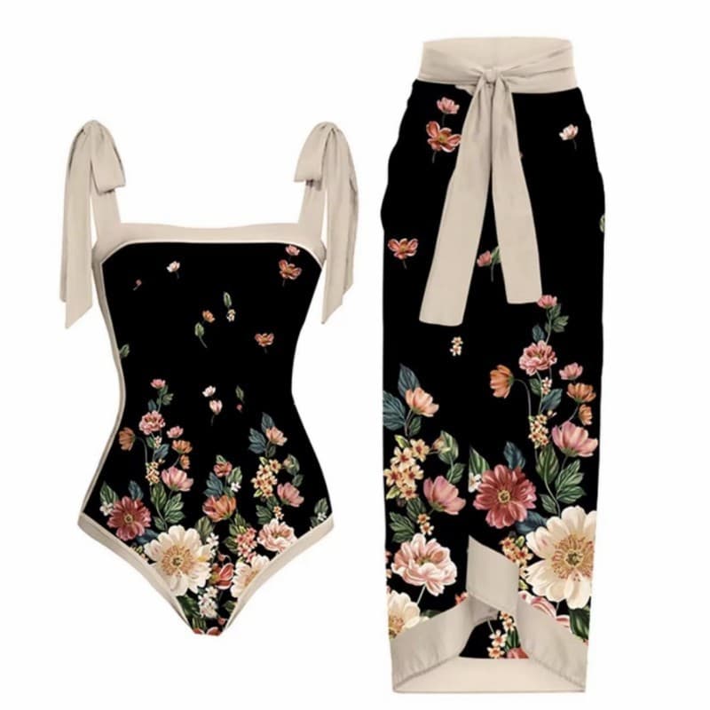 Women's Clothing One Piece Conservative Belly Covering Beach Hot Spring Swimsuit Three Piece French Retro One Piece Bikini