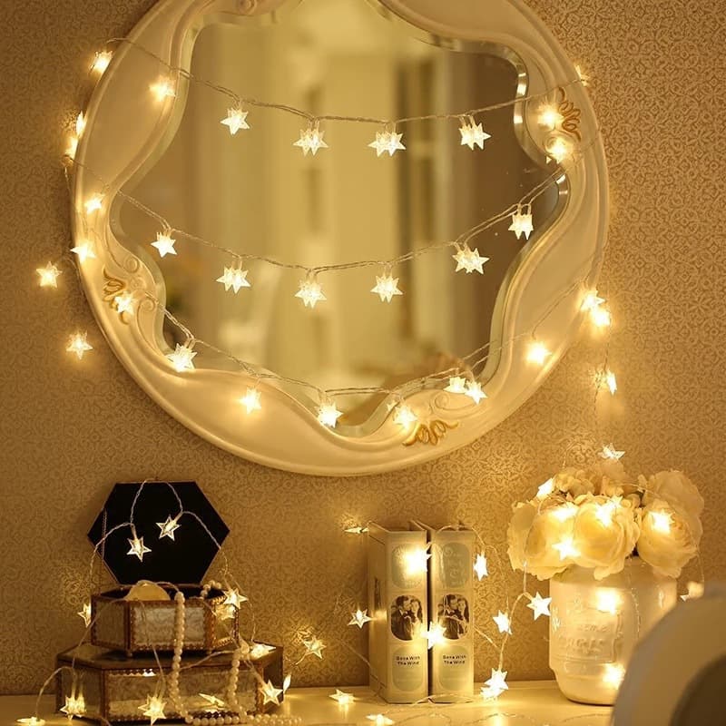 100-LED Star String Lights, 10m Fairy Twinkle Lights For Christmas, Wedding, Party & Home Decor (Warm White, Plug-in, CE Certified, IP44 Waterproof)