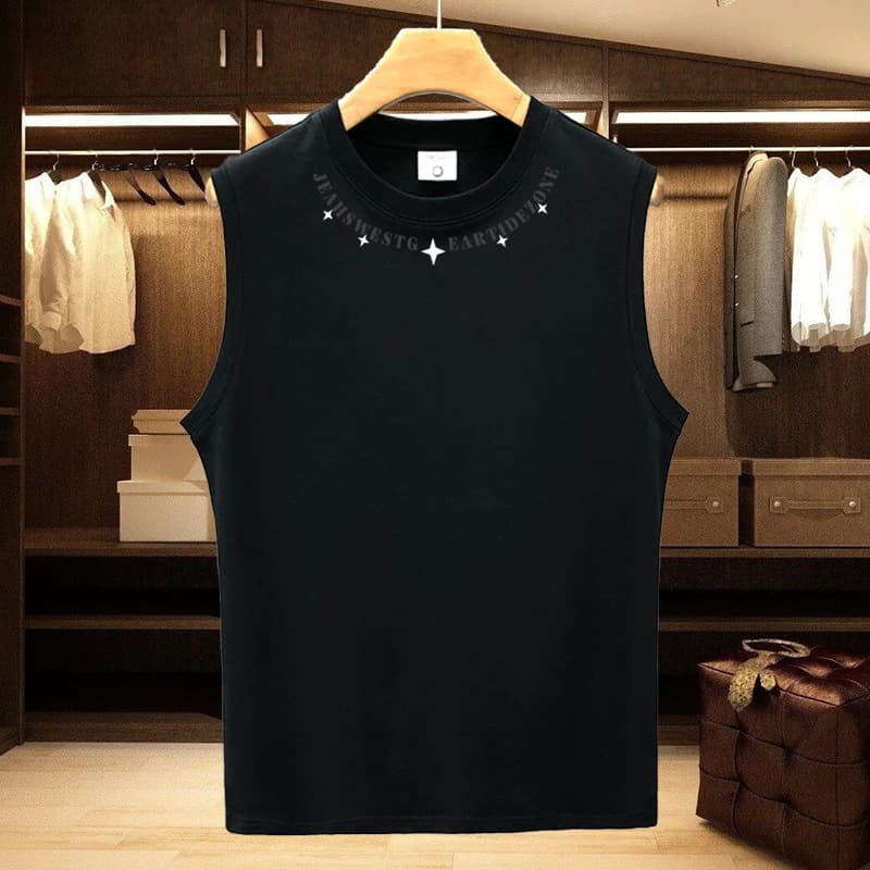 Men's Clothing Pure Cotton Sleeveless T Shirt Men's Vest Summer Waistcoat Wide Shoulder Loose Basketball Hurdles Fitness Sports Cotton Sweatshirt