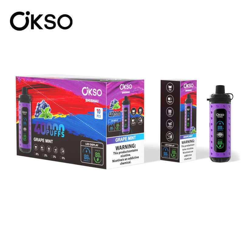 Lot de 10 vapes jetables OKSO Max 40 KPuffs, saveurs multiples de fruits, 36 ml, pré-remplies, 800 mAh, type C, affichage LED