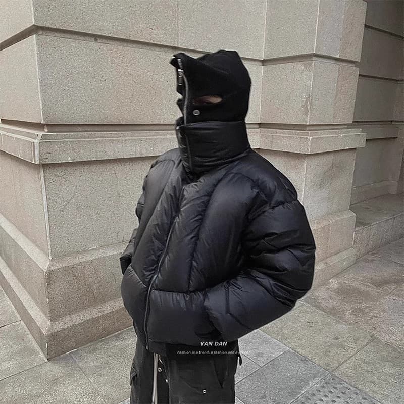 Men's Clothing short stand collar cotton jacket men's trendy high end autumn and winter warm cotton jacket black cotton coat