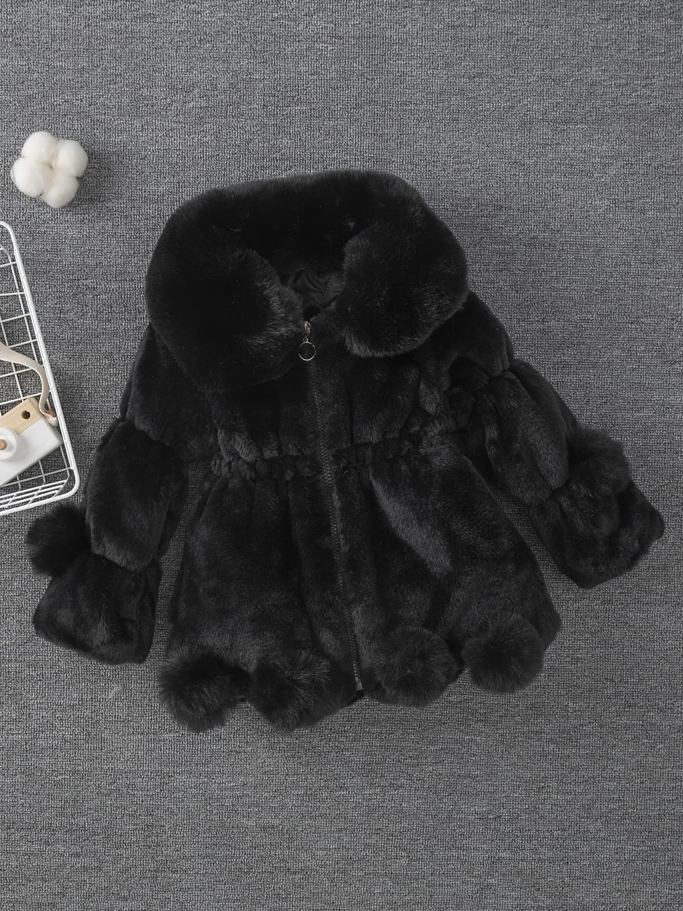 ALYCExiyuebaobao Commerce extérieur Automne Hiver Nouveau Manteau Fille Style Coréen Pull en Fourrure Oreilles de Lapin Veste Matelassée Épaisse
