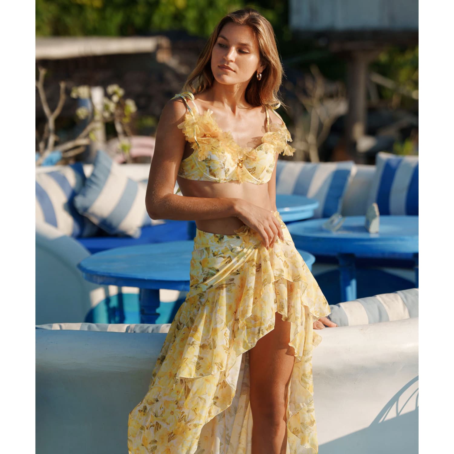 Women’s Clothing Bikini New Style Small Fresh Floral High Waist Split Swimsuit Suit Female Hot Style