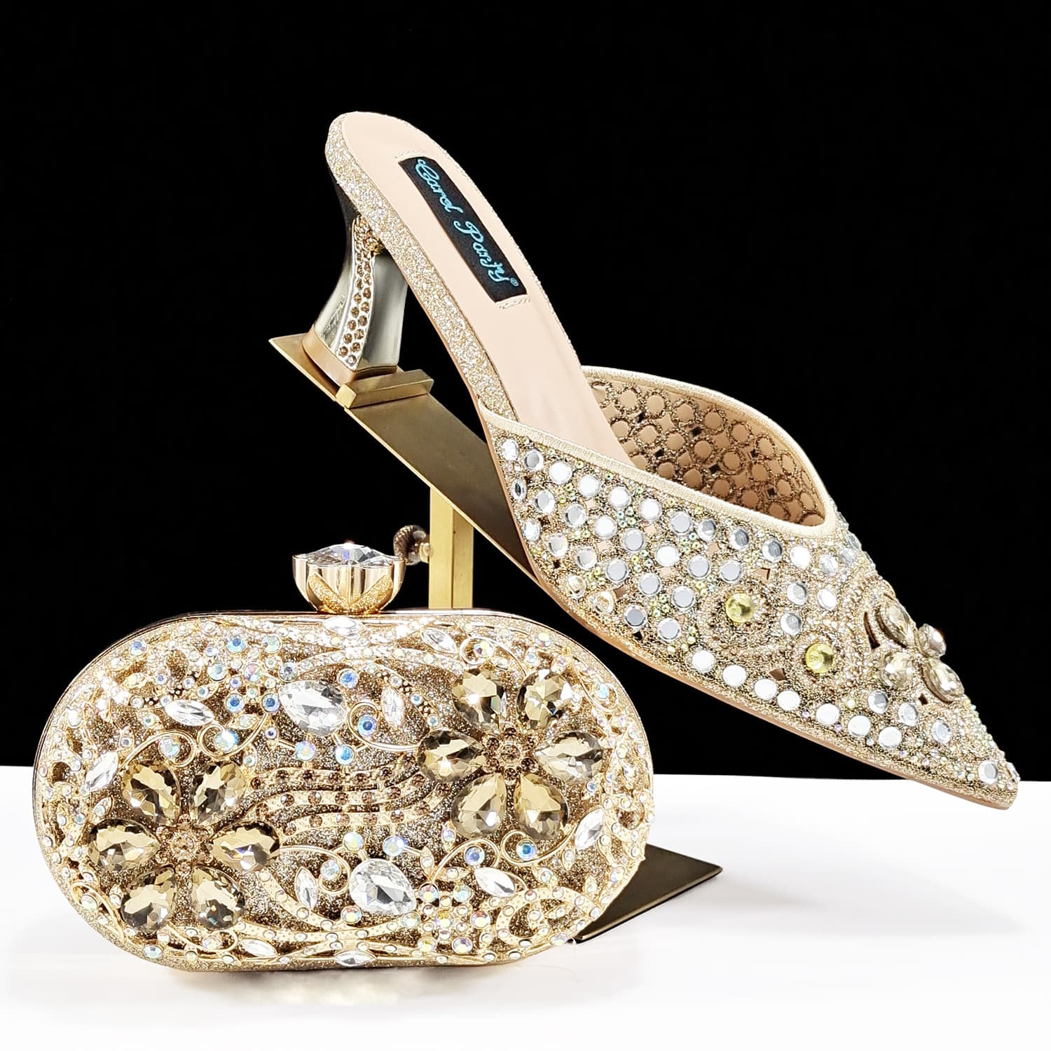Women’s Shoes ladies pointed high heel slippers shoe bag set goose egg shaped clutch sexy style banquet or daily