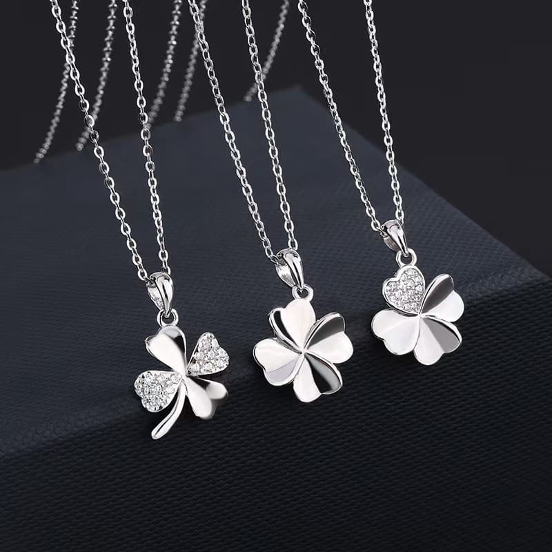 Cross-Border 925 Sterling Silver Four-Leaf Necklace For Women, Ins Style, Minimalist Lucky Clover Collarbone Chain,