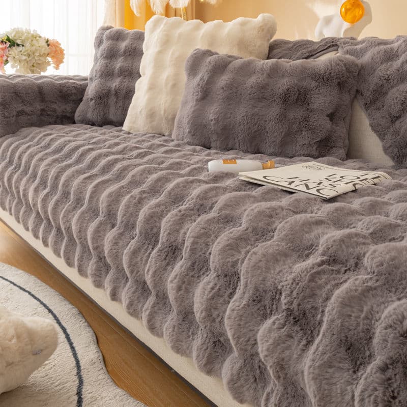 Rabbit Plush Warm Plush Sofa Cushion Winter Thick Non Slip CusAhion Leather Sofa Cover Cover Cloth New