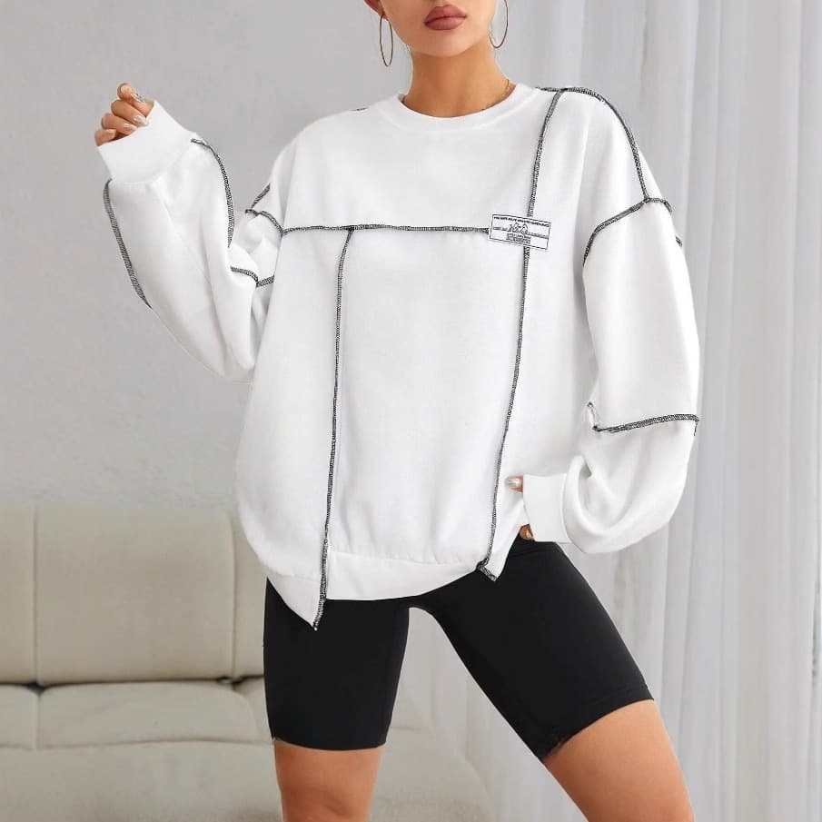 Women's Clothing New Fashion Leisure Loose Round Neck Long Sleeve Women's Sweatshirt