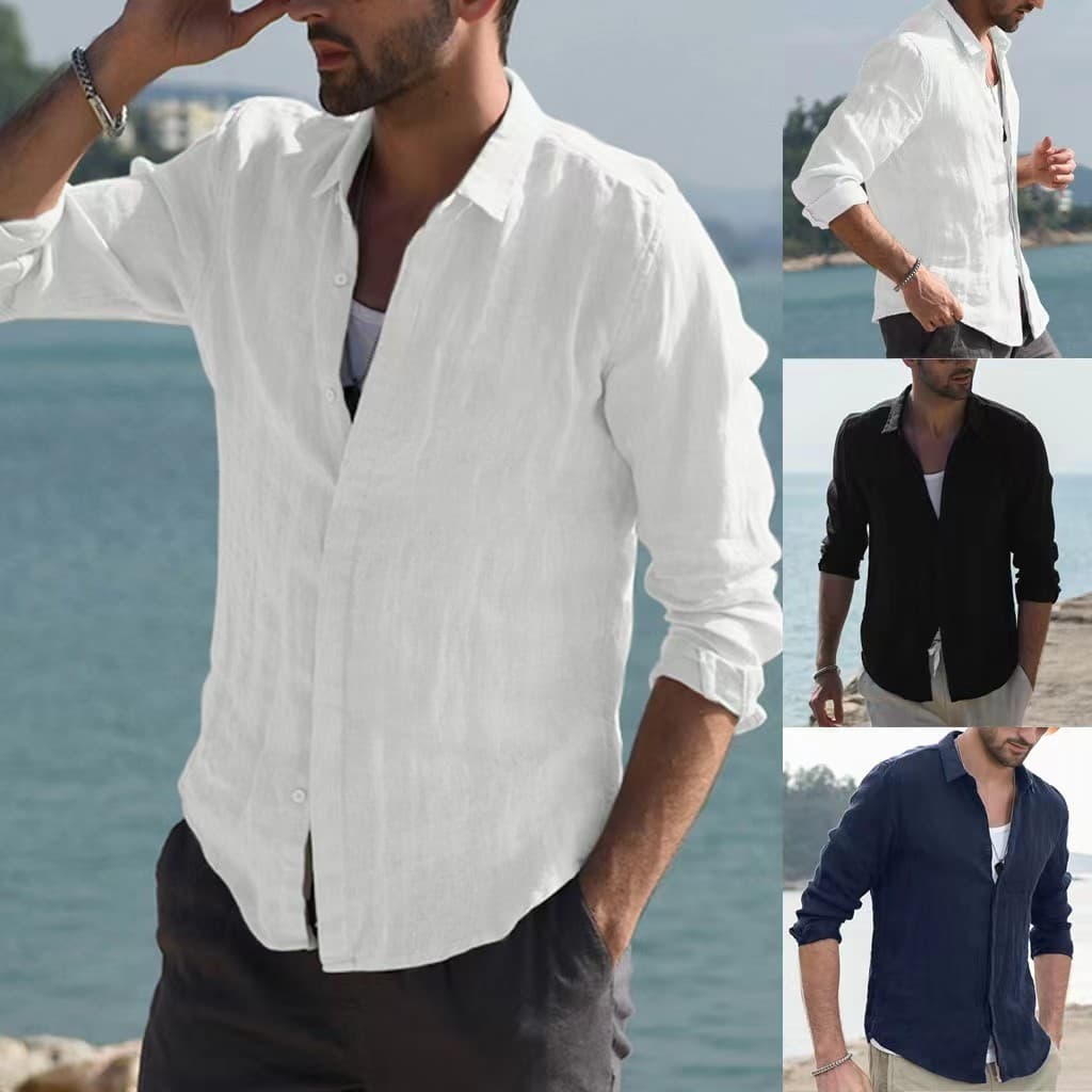Men's Summer linen short-sleeved T-shirt men's Chinese style oose cotton and linen top clothes