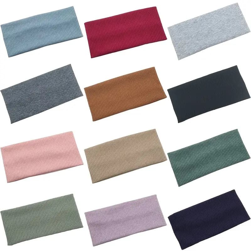 solid color knitted headband high elastic headband sports yoga fitness headband cross border hot sale wide brim headscarf