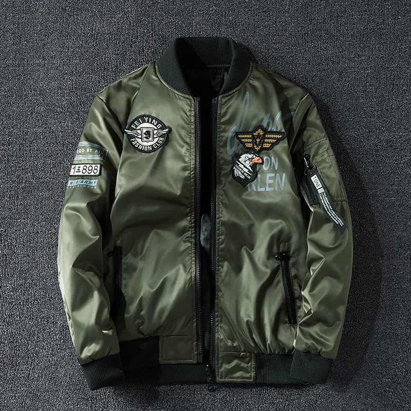Men's Clothing Large Size Men's Embroidered Jacket Long-Sleeved Outer Wear Top Fashionable Urban Stand Collar Men's Double-Sided Jacket