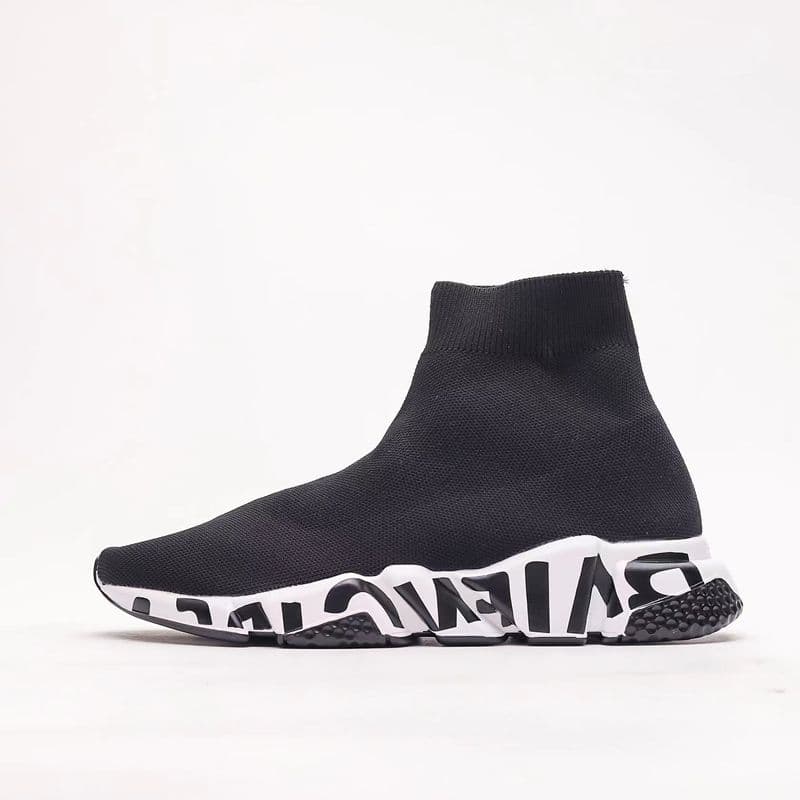 Chaussette Chaussures Hommes Femmes Graffiti Blanc Noir Rouge Beige Rose Semelle Transparente À Lacets Jaune Fluo Chaussettes Speed Runner Baskets P