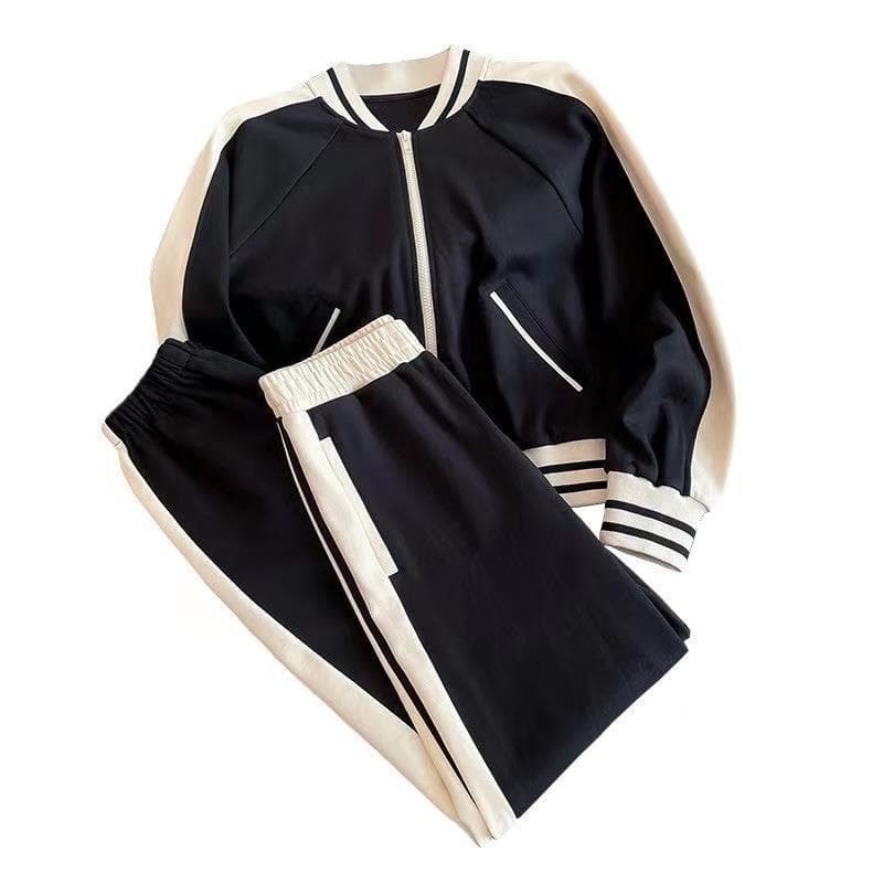 Women's Clothing Casual Sports Suits For Women Spring And Autumn New Style Trendy Stitching Baseball Sweatshirt Two Piece Suit