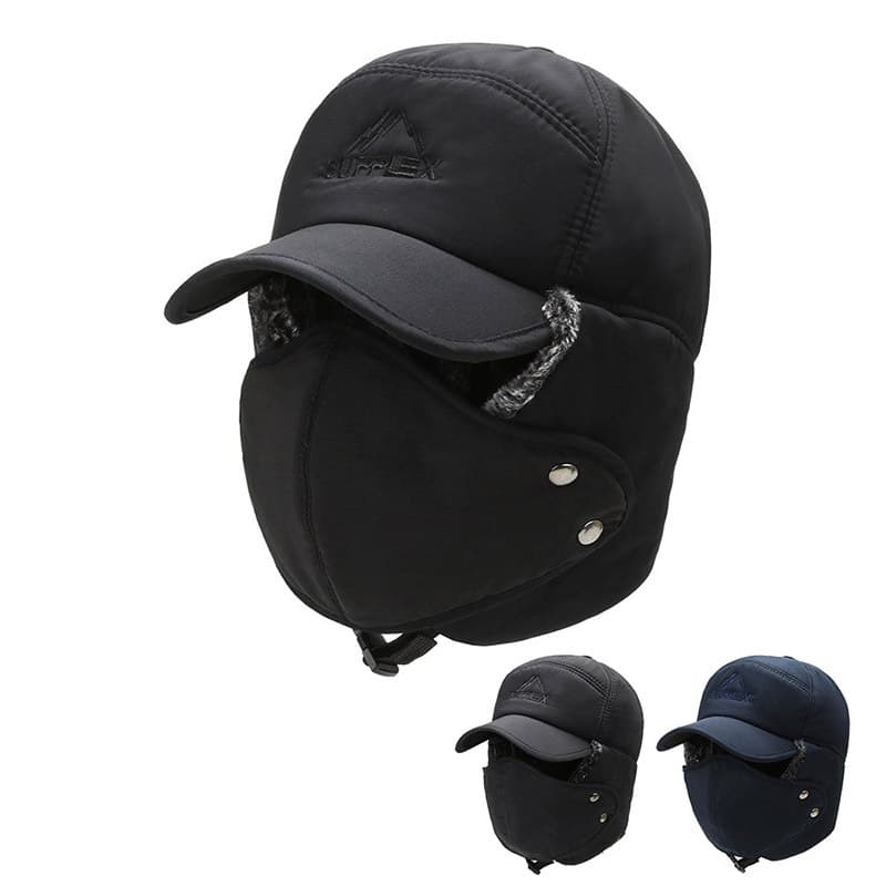 Men's hats winter warm and cold-proof elderly hat middle-aged and elderly outdoor hat embroidery ear protection Lei Feng hat elderly dad hat