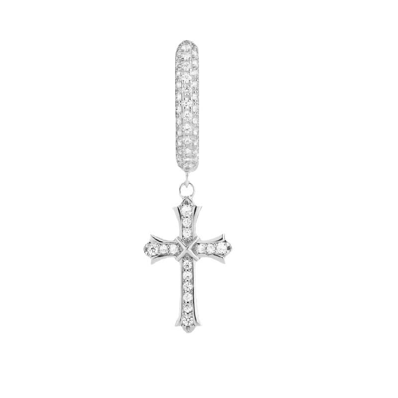 Men's Jewelry K Luo Heart Cross Earrings Cross Group Inlaid With Diamonds Round Couple Earrings Hip Hop Trend Men And Women Earrings