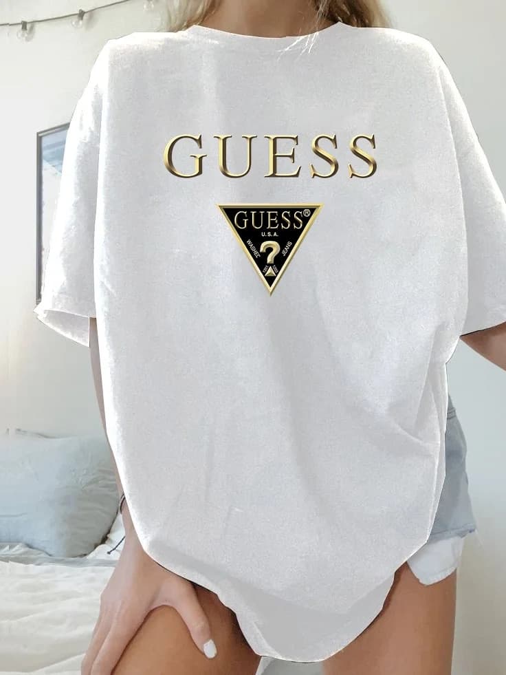 T-shirt manches courtes femme, en coton, imprimé sens de la mode, tendance d'été, ample, cent hauts, 2024