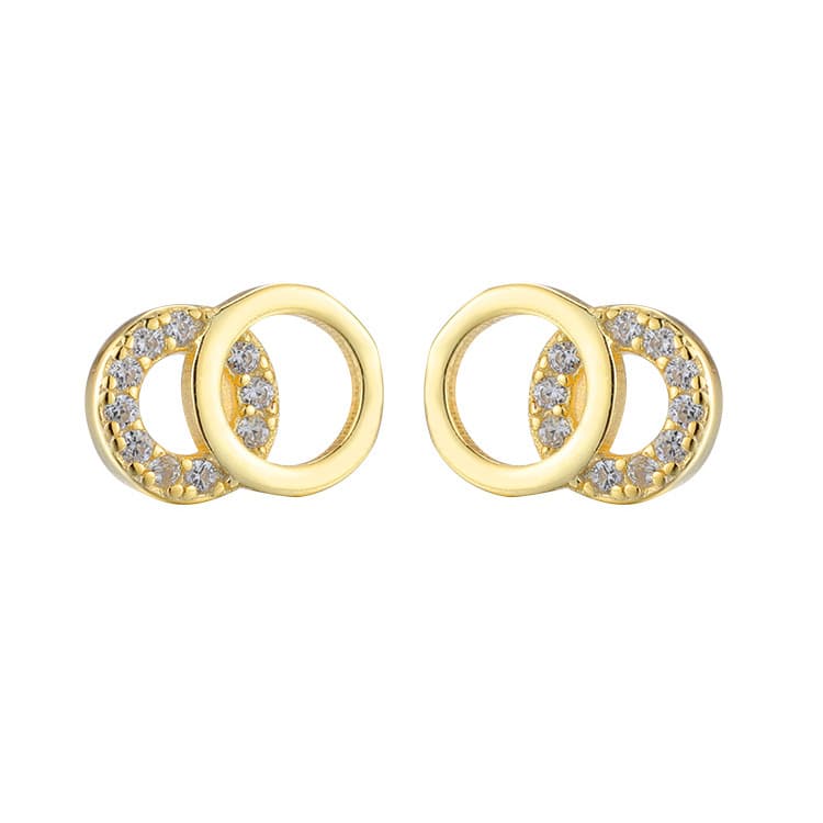 Diamond double circle earrings earrings simple, small, exquisite and versatile high end temperament earrings