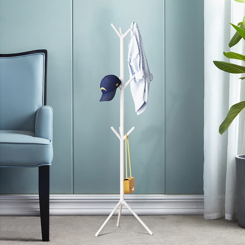 Simple Floor-standing Coat Multi-hook Vertical Branch Hanger Hat Scarf Handbag Storage Rack For Living Room Bedroom