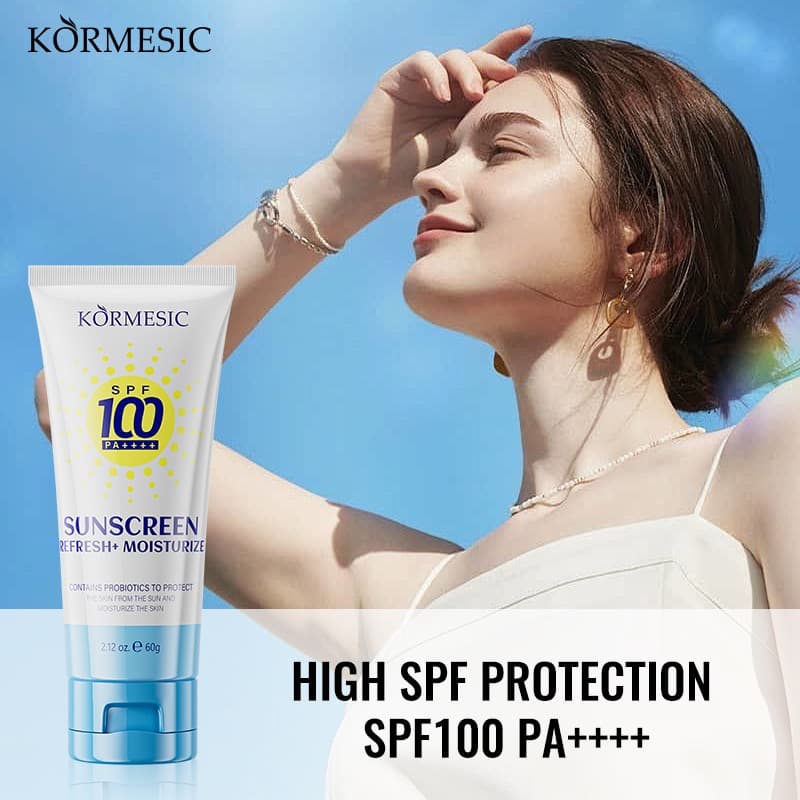 60/180/600g SPF100+ UV Protective Refreshing Probiotic Sunscreen Cream Anti Oxidant Sun Block Isolation Cream Lightweight New