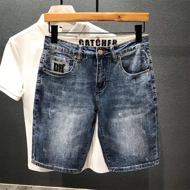 Men's Clothing Ins Trendy Retro Japanese Style All Match Loose Straight Denim Shorts Casual Pants Boys