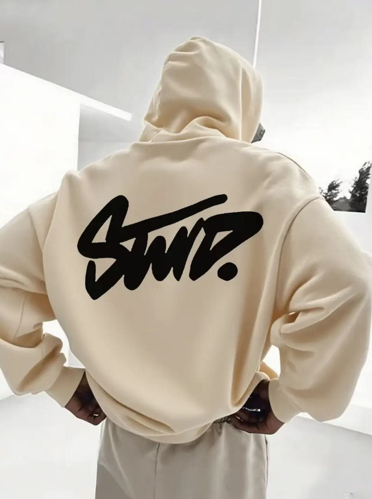 Sweat-shirt à capuche à manches courtes pour homme, style américain, coupe ample, de marque tendance, idéal pour le printemps et l'automne. Meill