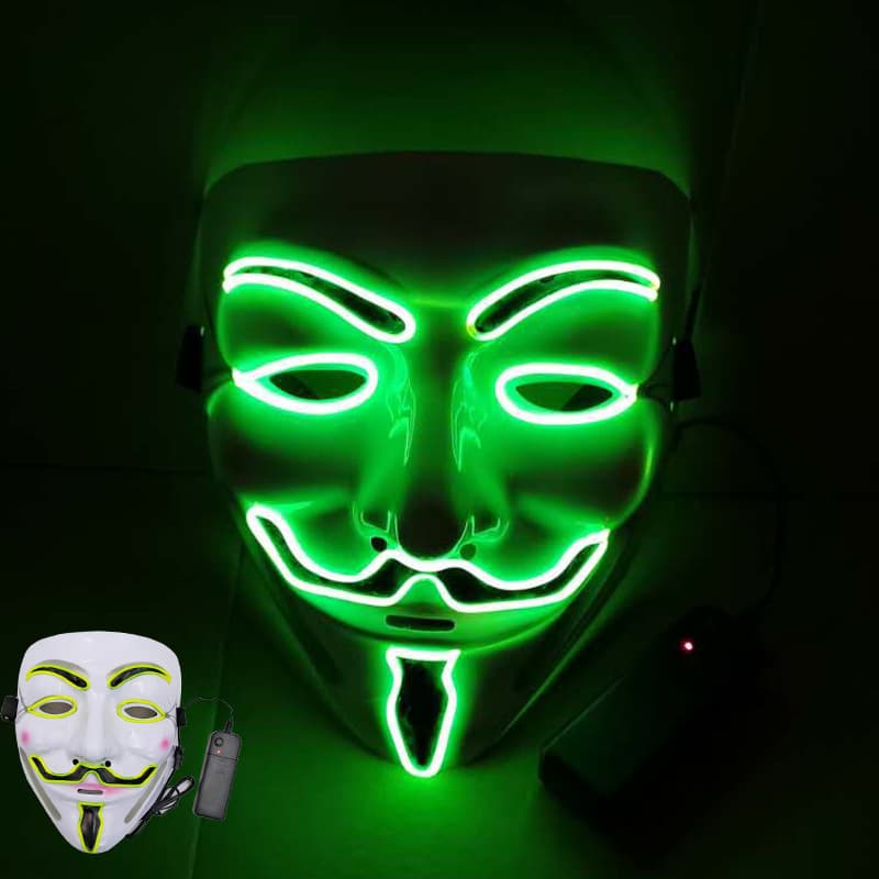 Halloween DIY free shipping v shaped luminous mask c carnival night ghost dance adult men and women el fluorescent decoration