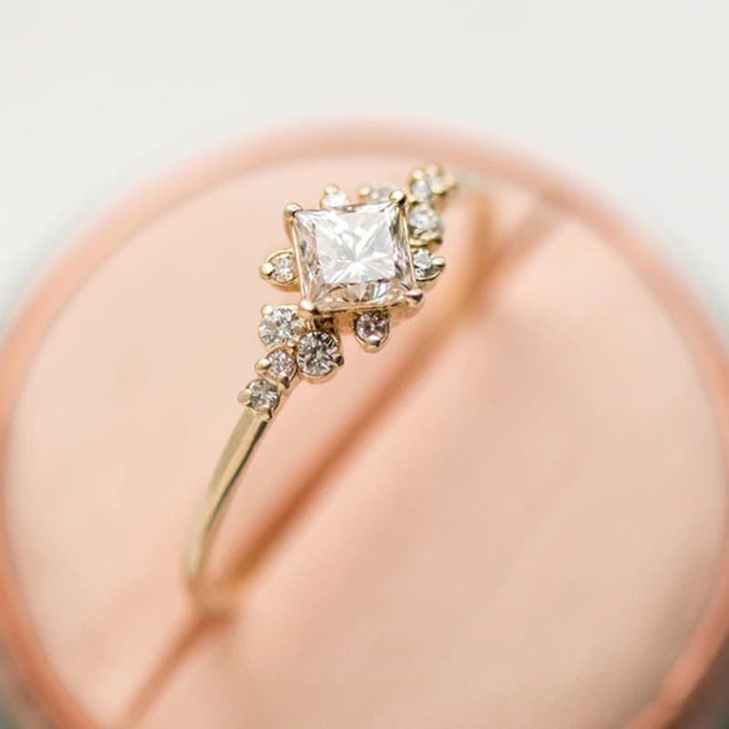 Cao Shi Wish New Model Inlaid Square Diamond Zircon Women's Cross-Border European And American Gold-Plated Eagement