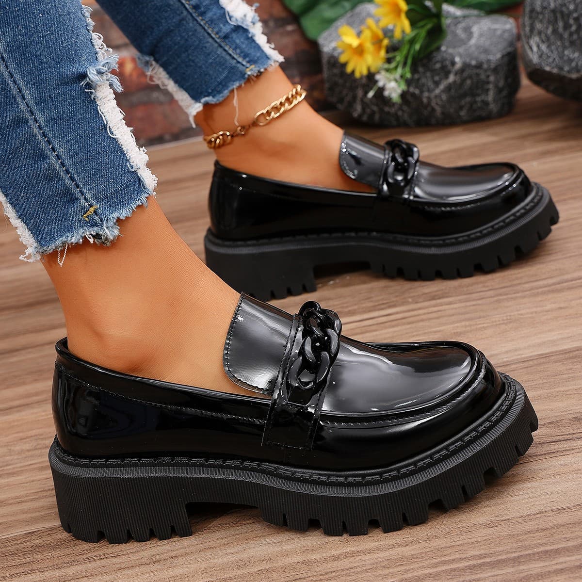 Large Size Loafer Small Shoes For Women Black Platform Small Shoes For Women Small Single Shoes