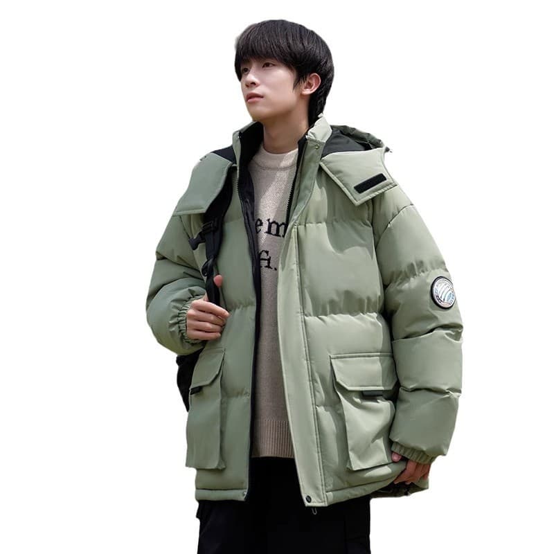 American Style Detachable Hooded Down Cotton Jacket, Men's Winter Fashion Brand Warm And Cold Resistant Cotton Jacket, Cotton Coat Jacket