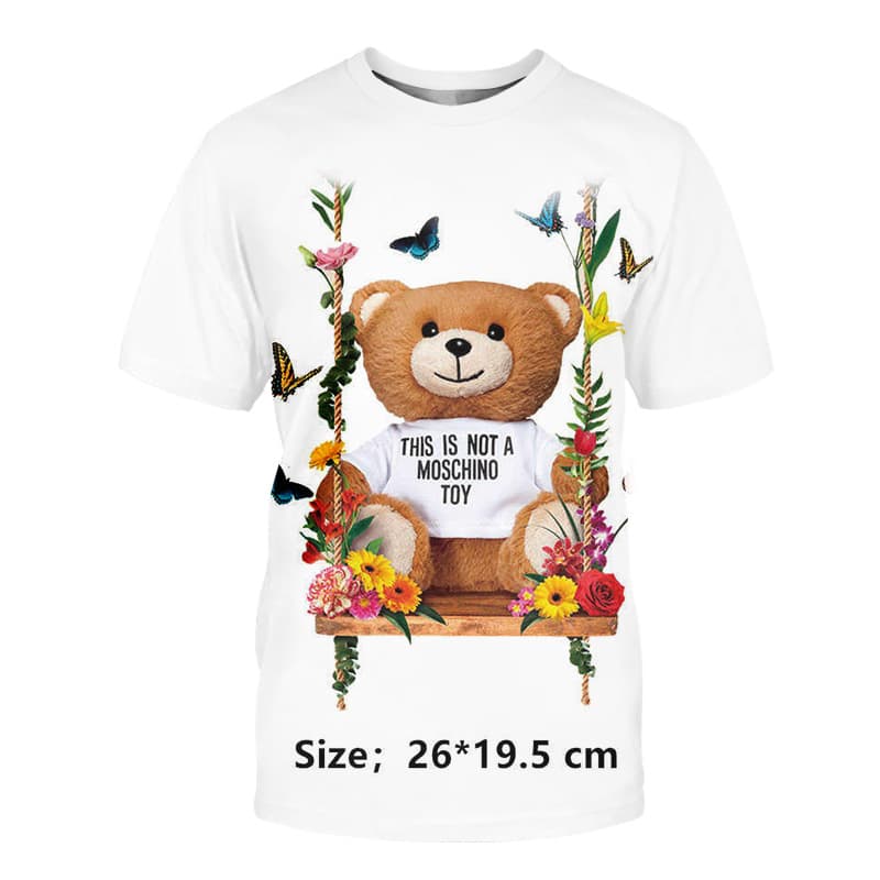 T-Shirt ample surdimensionné à imprimé de dessin animé ours pour femmes, nouvelle collection