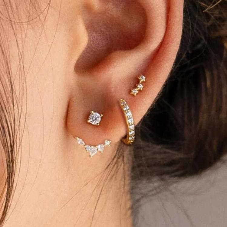 Earring Sets Zircon Hoop Earrings, Fashionable And Exquisite Women's Earring Set (3 Pieces), Two Way Design.