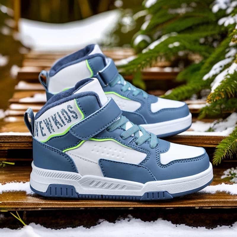 Kids' shoes children's high top sneakers for boys 2024 new winter plus velvet and cotton warm for girls middle and large children casual shoes