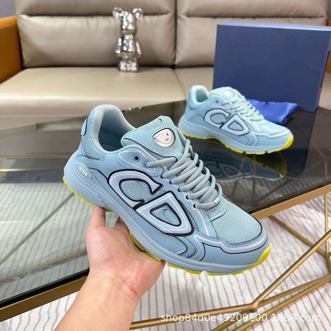 Chaussures de sport décontractées Guangzhou Goods CD Fashion B30, version haute, réfléchissantes, patchwork, pour papa, pour couple