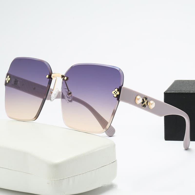 2024 New frameless cut edge pearl decoration with a luxurious light luxury style for women's sunglasses, fashionable and