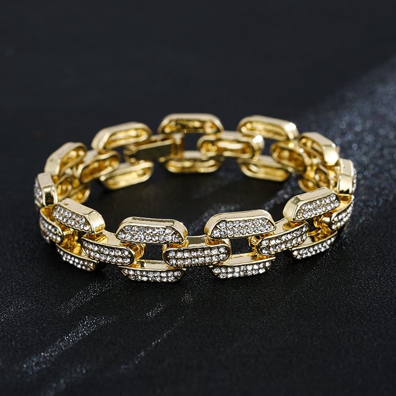 Hip Hop Ring Creative Bracelet Zircon Personality Exaggerated Street Punk Cuban Ins