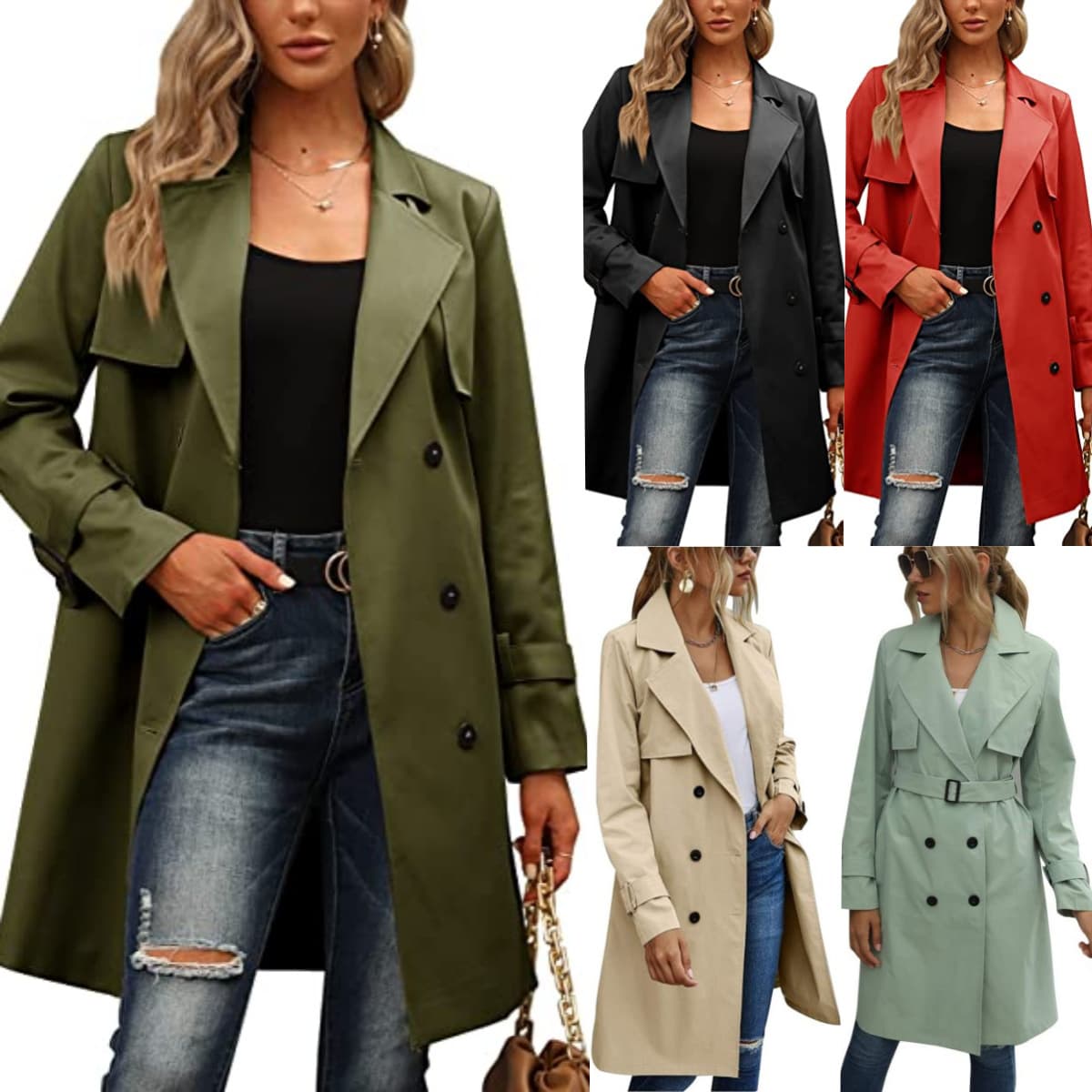 Women's Double Breasted Fashion Casual Trench Coat