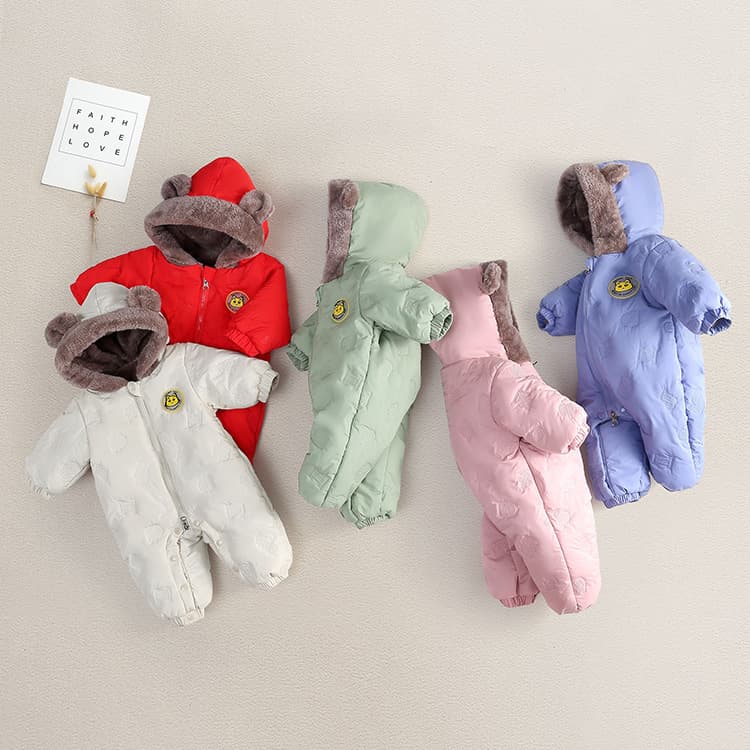Children's Clothing Winter Newborn Plus Cotton Male And Female Baby Onesie Plus Fleece-padded Outerwear