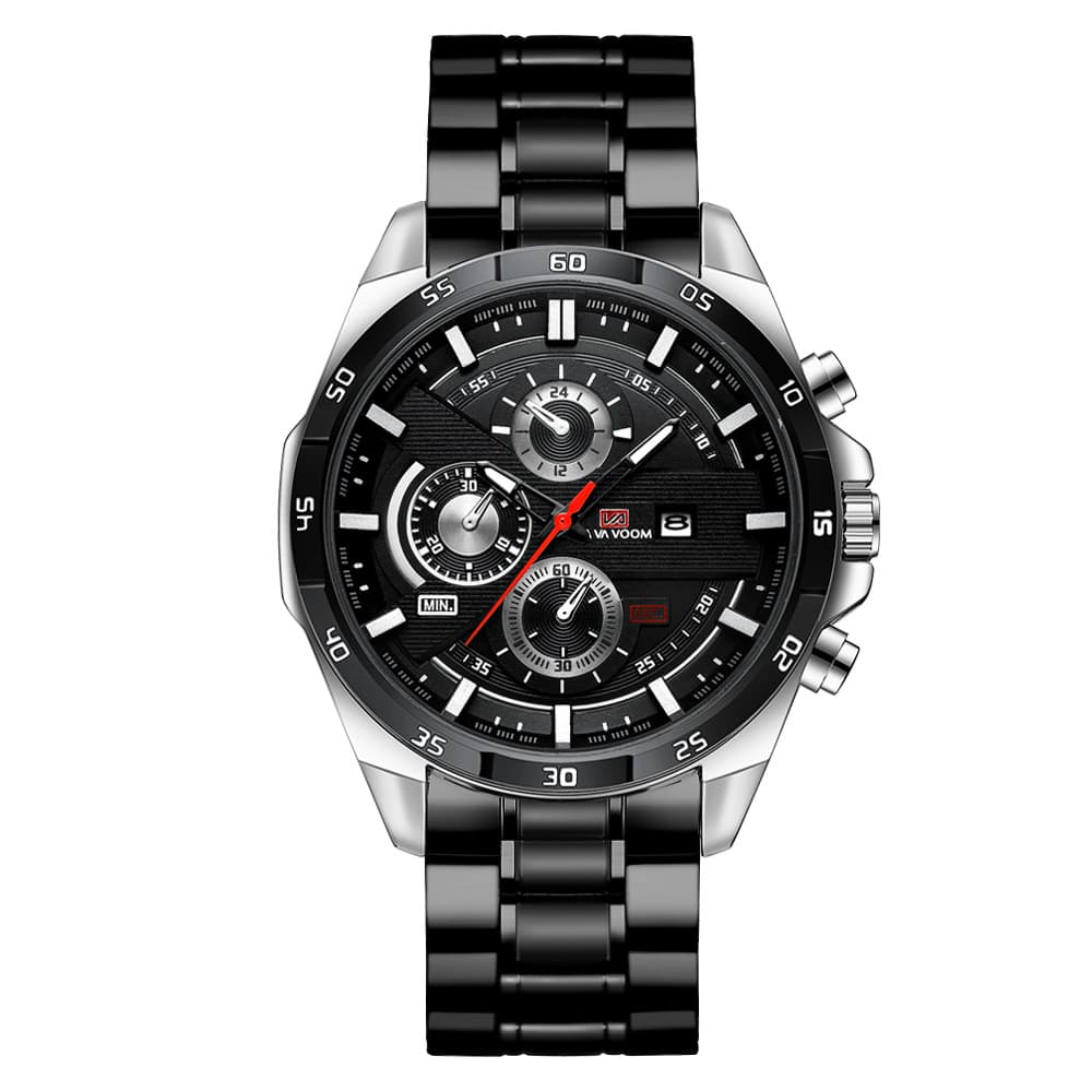 VA VA VOOM Belt Steel Band Watch Sports Leisure Quartz Watch Calendar Men's Watch