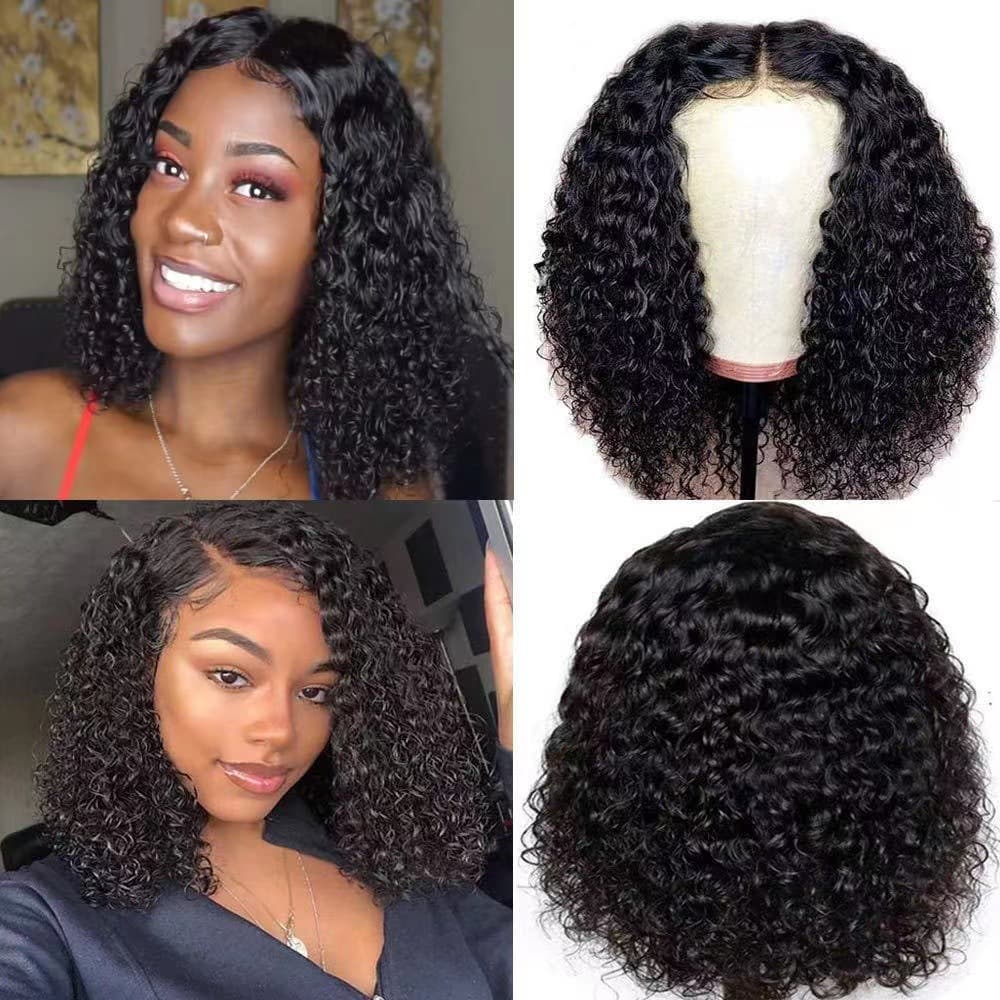 new product lady black middle split small curly explosive head chemical fiber high temperature silk wig set