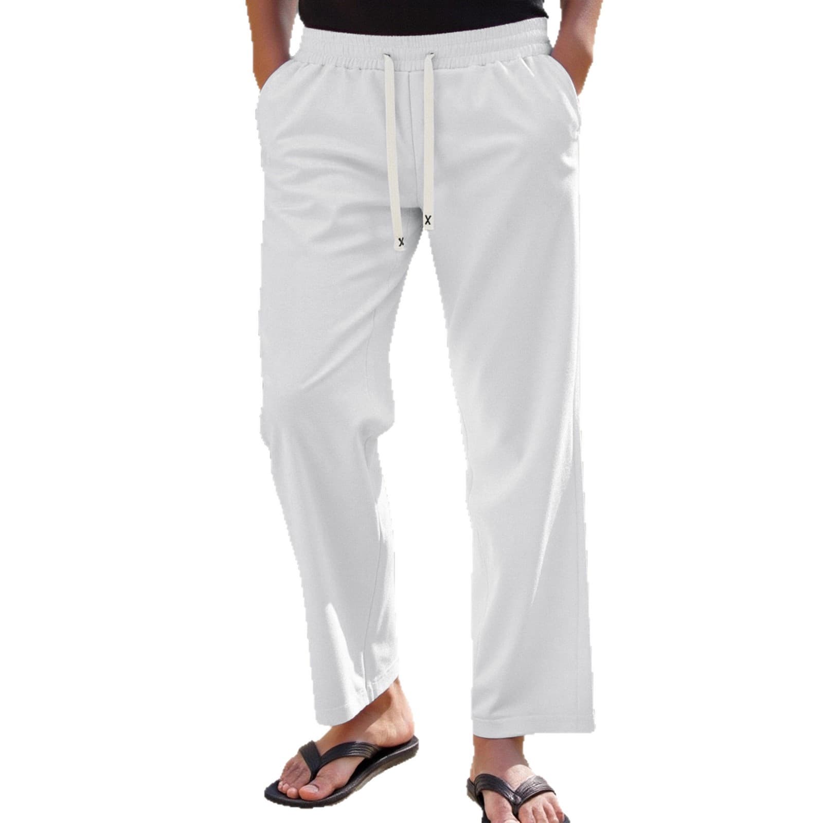 Elegant Men's High-Elasticity Woven Loose-Fit Trousers | Soft Stretch Casual Pants With Drawstring & Embroidery Detail For Autumn Winter