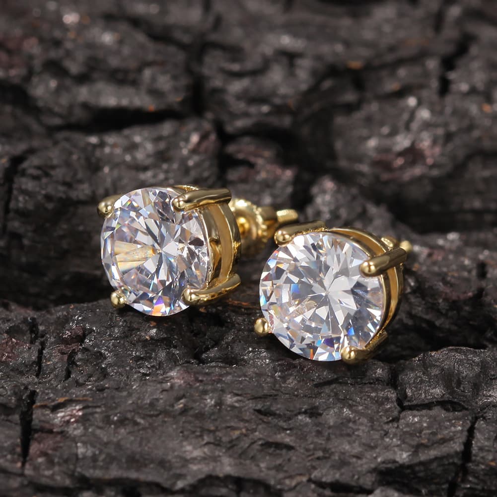 Women's Jewelry Classic Round Large Zircon Hip Hop Earrings 925 Silver Needle Fashion Earrings