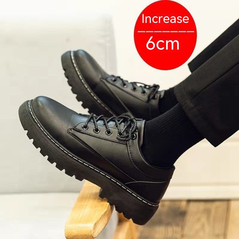 New For Male Students, Korean Version, Trendy Handsome, Youth Thick Soles, British Casual Black Small Leather Shoes, And