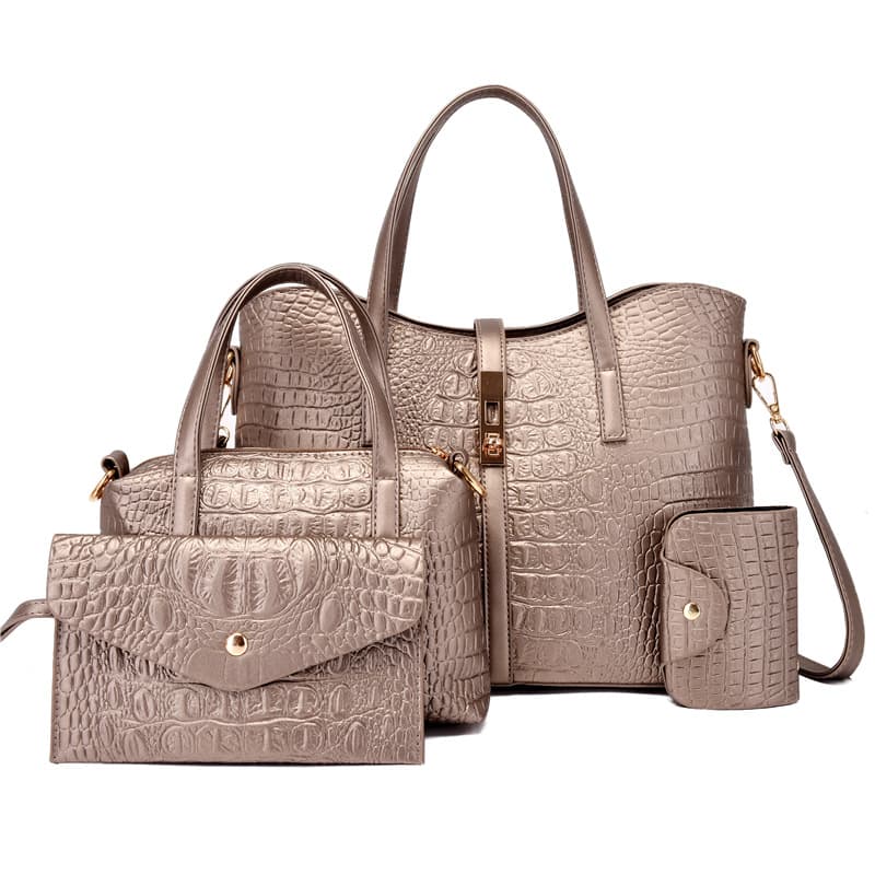 Women's Bag Fashion Crocodile Pattern Mother-and-Daughter Bag Four-piece Set Handbag Single Shoulder Bag Messenger Bag