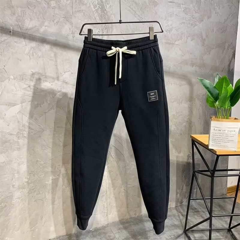 Men's Clothing Autumn And Winter New Knitted Ribbed Ankle Sweatpants Men's Trendy Black Slim Fitting Casual Trousers Men