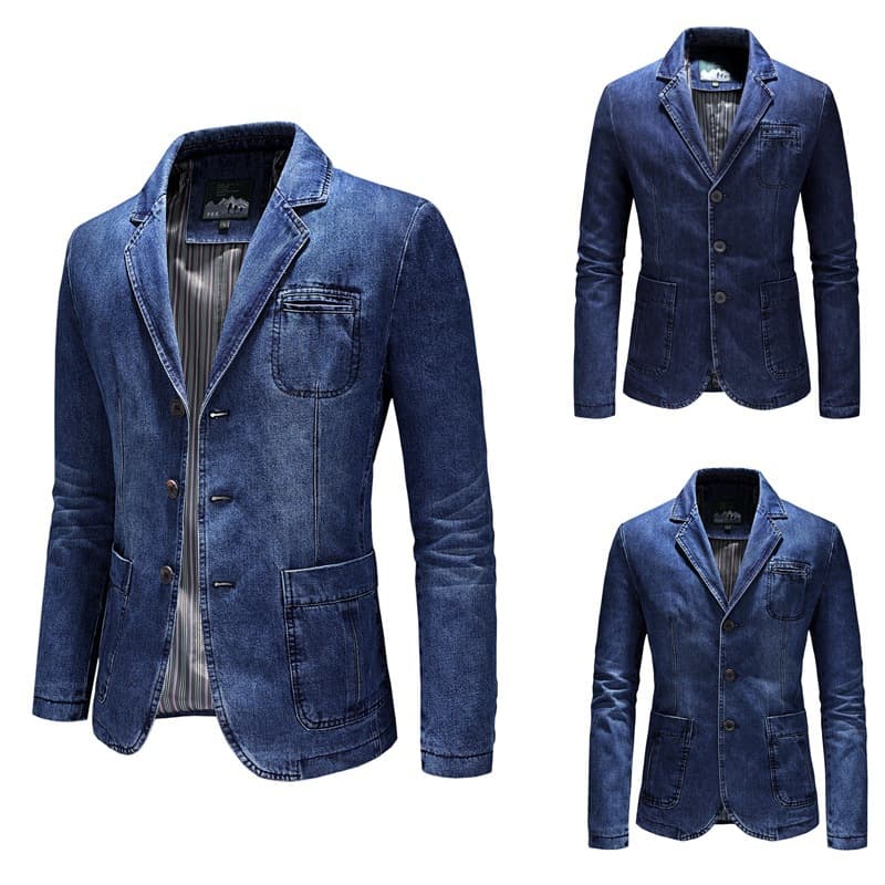 Men's Clothing new denim suit spring and autumn jacket small suit