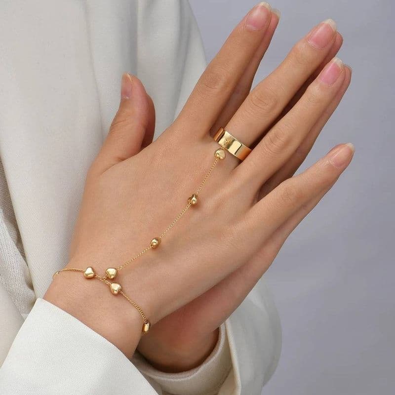 Creative Butterfly K Chain Bracelet Connected Finger Ring Bangle Bracele For Women Ked Hand Harness Couple Jewelry