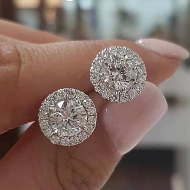 Unisex Jewelry Fashion round diamond stud earrings fashion ladies zircon earrings