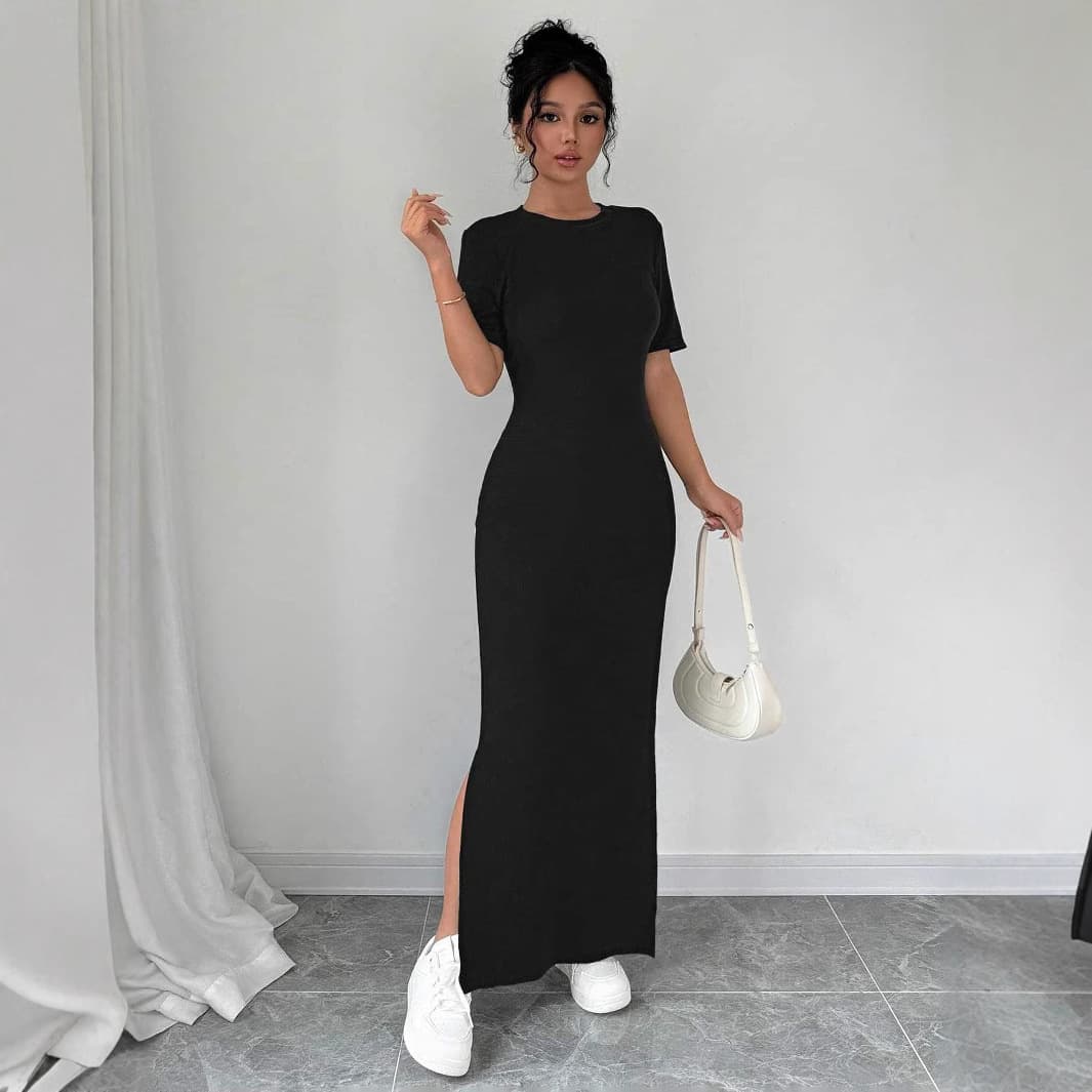 Women's Clothing Delicate Dress Casual Retro Slim Fit Solid Color Open Front Long Skirt