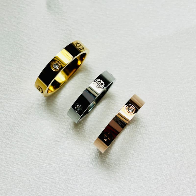 Hot Sales 2024 Classic Cross with Stone Brand Stainless Steel Ring for Girl Women Couple Rings In Wedding Birthday Gift Never Fade