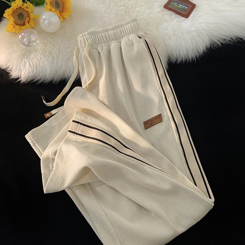 Men's Clothing Corduroy Pants Men Spring Autumn Winter Teenagers Loose Straight Wide Leg Pants Boys Sports Casual Trousers